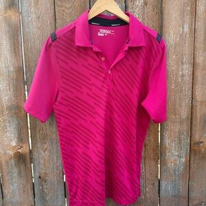 NIKE GOLF Men’s Pink Tour Performance Textured Polo Short Sleeve Shirt Small